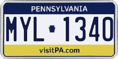 PA license plate MYL1340