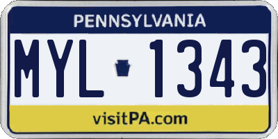 PA license plate MYL1343