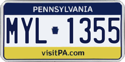 PA license plate MYL1355