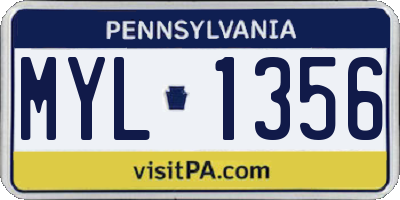 PA license plate MYL1356