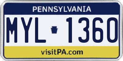PA license plate MYL1360