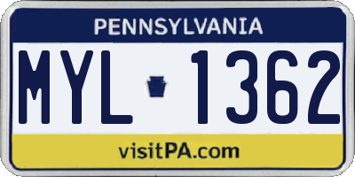 PA license plate MYL1362