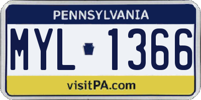 PA license plate MYL1366