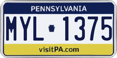 PA license plate MYL1375