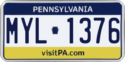 PA license plate MYL1376