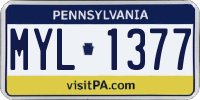 PA license plate MYL1377