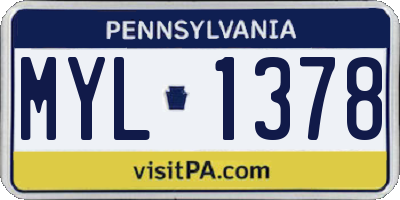 PA license plate MYL1378