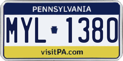 PA license plate MYL1380