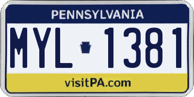 PA license plate MYL1381