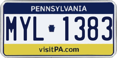 PA license plate MYL1383