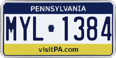 PA license plate MYL1384