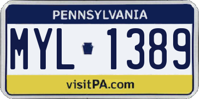 PA license plate MYL1389