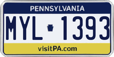 PA license plate MYL1393