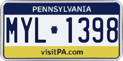 PA license plate MYL1398