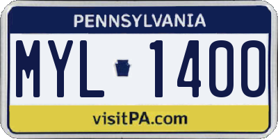 PA license plate MYL1400