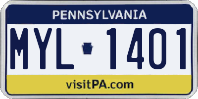 PA license plate MYL1401
