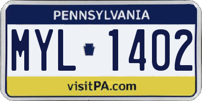 PA license plate MYL1402
