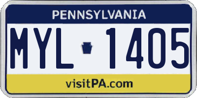 PA license plate MYL1405