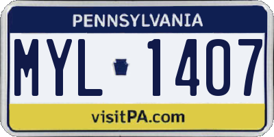 PA license plate MYL1407