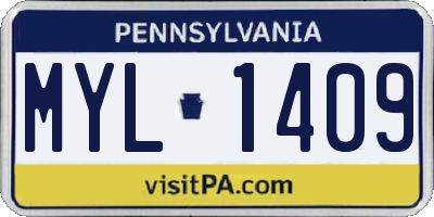 PA license plate MYL1409