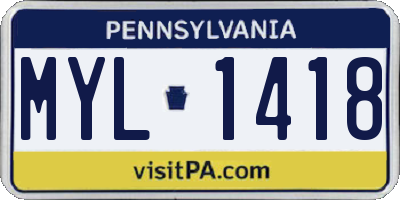 PA license plate MYL1418