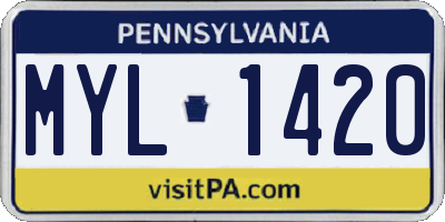 PA license plate MYL1420