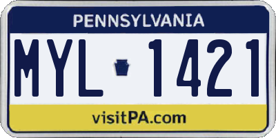 PA license plate MYL1421