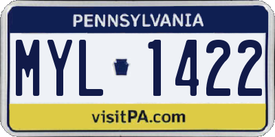 PA license plate MYL1422