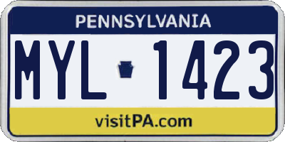 PA license plate MYL1423