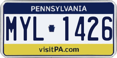 PA license plate MYL1426