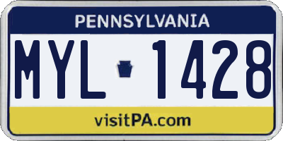 PA license plate MYL1428