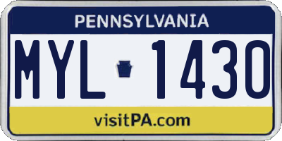 PA license plate MYL1430