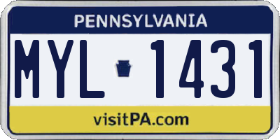 PA license plate MYL1431