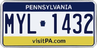 PA license plate MYL1432
