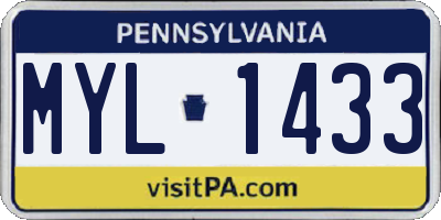 PA license plate MYL1433