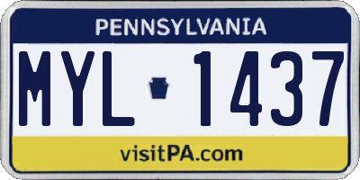 PA license plate MYL1437