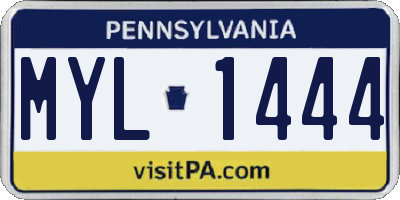 PA license plate MYL1444