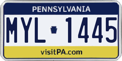 PA license plate MYL1445