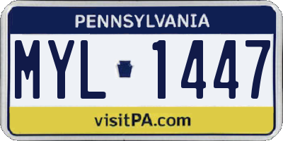 PA license plate MYL1447