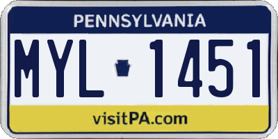 PA license plate MYL1451