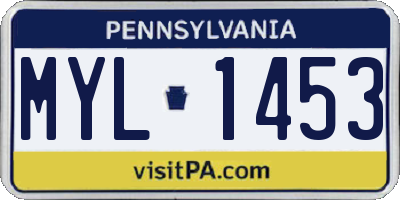 PA license plate MYL1453