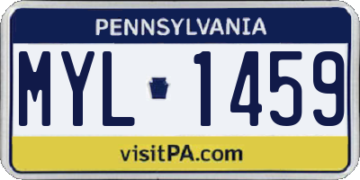 PA license plate MYL1459