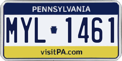PA license plate MYL1461