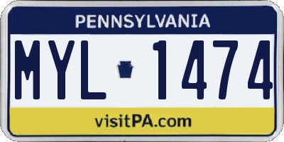 PA license plate MYL1474