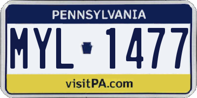PA license plate MYL1477