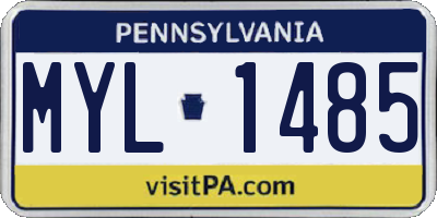 PA license plate MYL1485