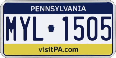 PA license plate MYL1505