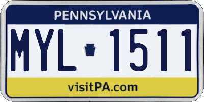 PA license plate MYL1511