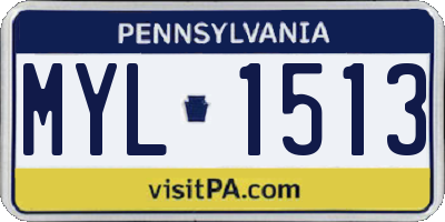 PA license plate MYL1513