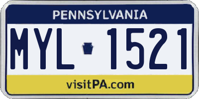 PA license plate MYL1521